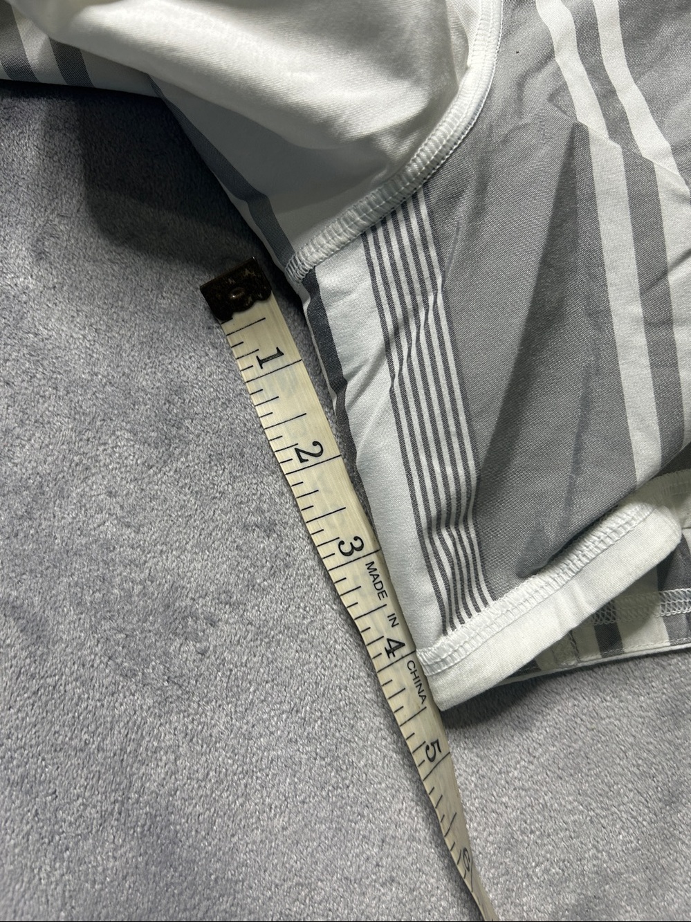 Women's Stripe Athletic Shorts in White and Gray - Picture 8 of 8